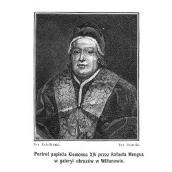 "Portret papieża Klemensa XIV przez Rafaela Mengsa w galeryi obrazów w Wilanowie."