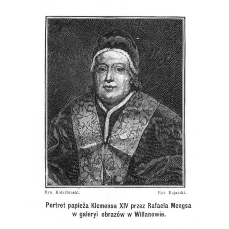 "Portret papieża Klemensa XIV przez Rafaela Mengsa w galeryi obrazów w Wilanowie."