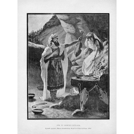 Oda w jaskini kapłana / "ODA W JASKINI KAPŁANA. Rysunek oryginalny Miłosza Kotarbińskiego do powieści Goszczyńskiego "Oda"."