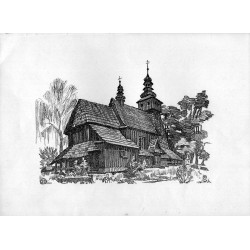 Tabl. 35. Kościół w Warszowicach, pow. pszczyński, wiek XVII, barokowe zwieńczenie wieży i sygnaturki / "TABL. 35. KOŚCIÓŁ W WAR