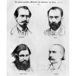 "Die hervorragendsten Mitglieder der Kommune von Paris [...] Dombrowski. Razona. Gustav Courbet. Arnauld."