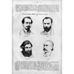 "Die hervorragendsten Mitglieder der Kommune von Paris [...] Dombrowski. Razona. Gustav Courbet. Arnauld."