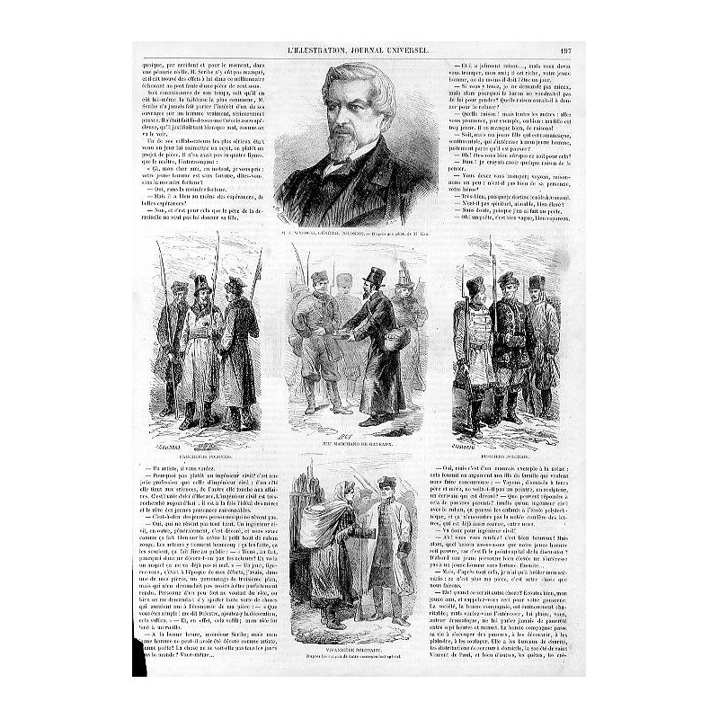 [1] M J. Wysocki, général polonais. - d'aprés une phot. De M. Ken [2] Faucheurs polonais [3] Juif marchand de gateaux [4] Fus