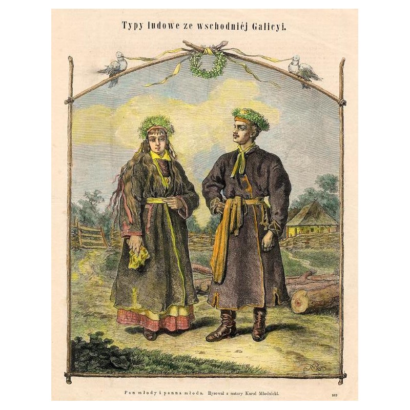 "Pan młody i panna młoda. Rysował z natury Karol Młodnicki. 263"