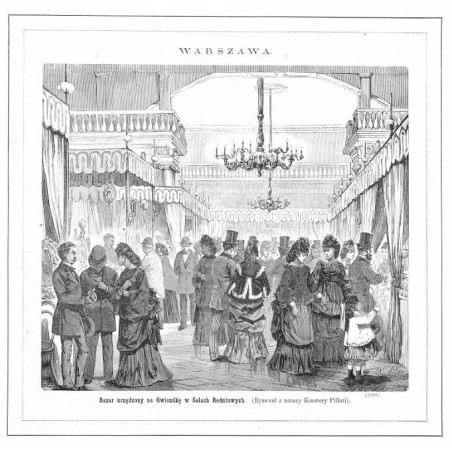 "WARSZAWA. Bazar urządzony na Gwiazdkę w Salach Redutowych. (Rysował z natury Ksawery Pillati). (2095)"