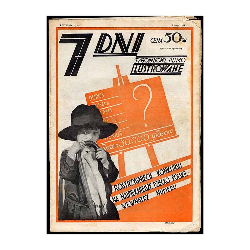 7 Dni. Tygodniowe pismo ilustrowane. R. 2 (1930). Nr 5 (54) (2 lutego 1930) / okładka z fotomontażem "Rozstrzygnięcie Konkursu n