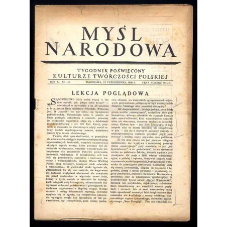 Myśl Narodowa. Tygodnik poświęcony kulturze twórczości polskiej. R. 10 (1930). Nr 41 (12 października 1930) / Lekcja poglądowa /