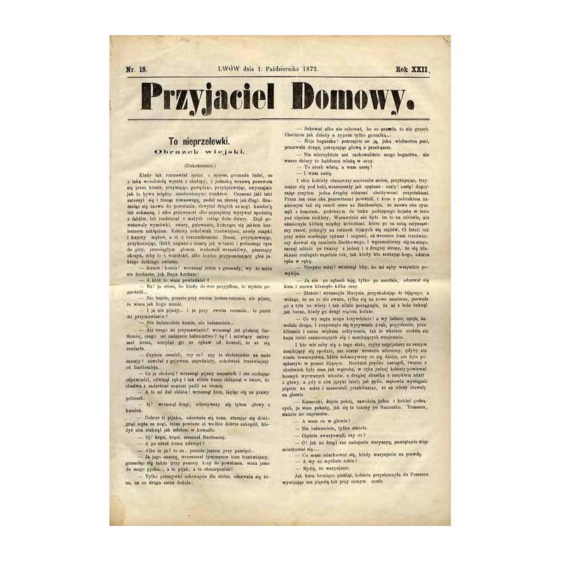 Przyjaciel Domowy. R.22 (1872). Nr 18 (1 października 1872)