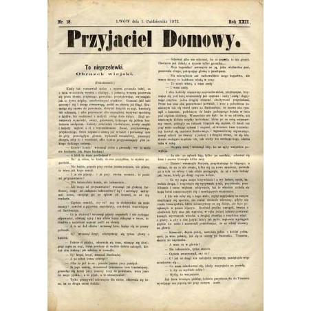 Przyjaciel Domowy. R.22 (1872). Nr 18 (1 października 1872)
