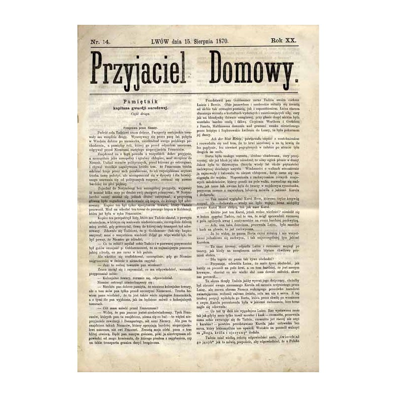 Przyjaciel Domowy. R.20 (1870). Nr 14 (15 sierpnia 1870)
