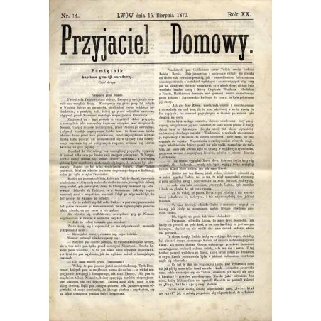 Przyjaciel Domowy. R.20 (1870). Nr 14 (15 sierpnia 1870)