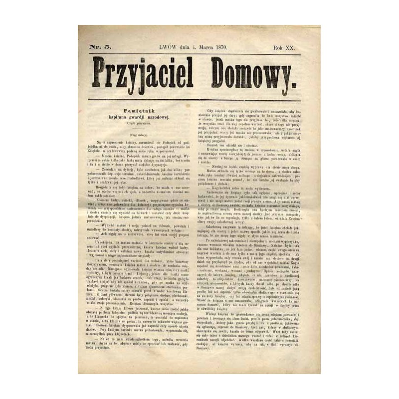 Przyjaciel Domowy. R.20 (1870). Nr 5 (1 marca 1870)