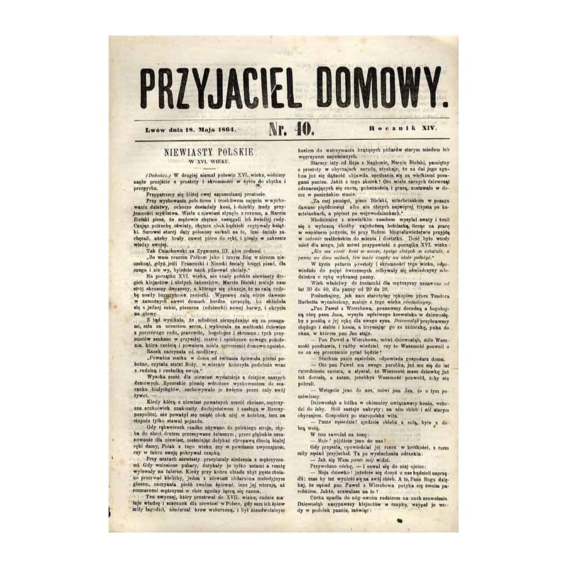 Przyjaciel Domowy. R.14 (1864). Nr 40 (18 maja 1864)
