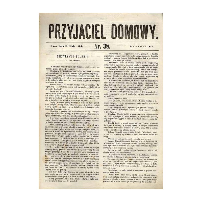 Przyjaciel Domowy. R.14 (1864). Nr 38 (10 maja 1864)