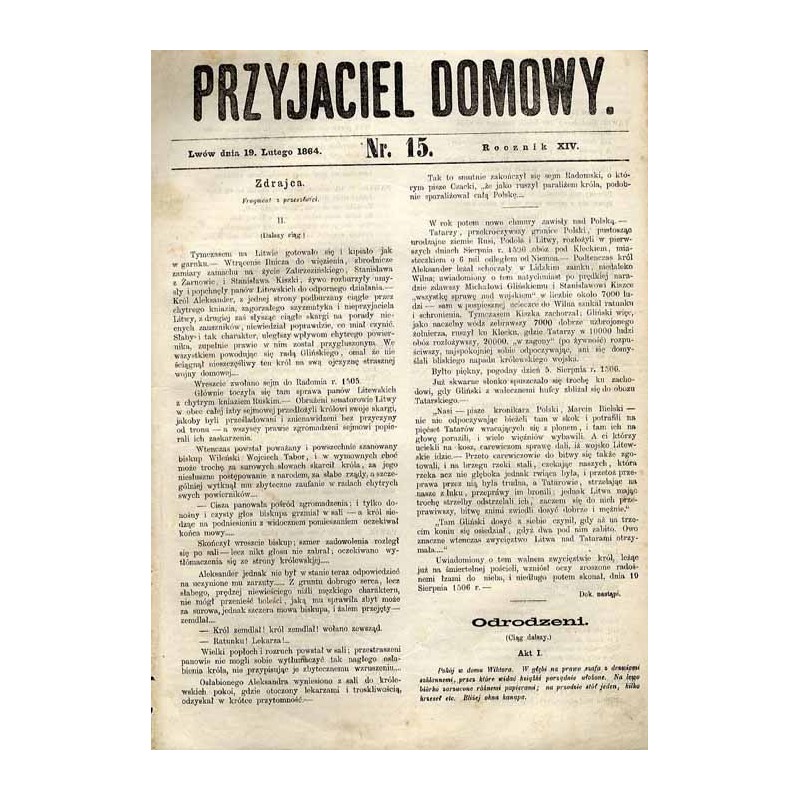 Przyjaciel Domowy. R.14 (1864). Nr 15 (19 lutego 1864)