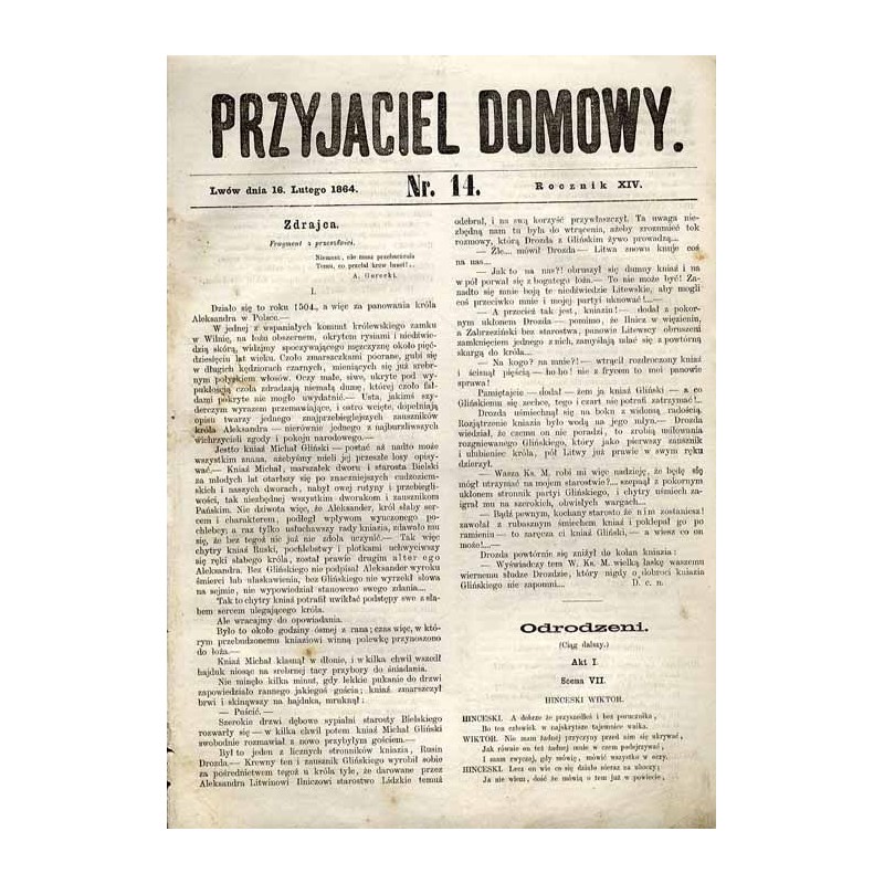 Przyjaciel Domowy. R.14 (1864). Nr 14 (16 lutego 1864)