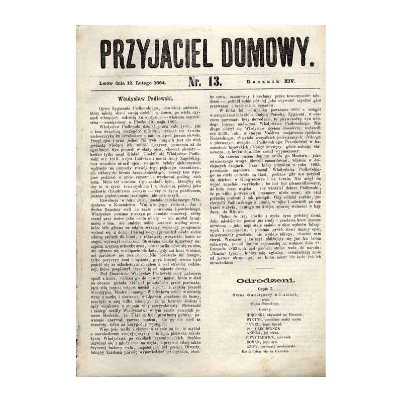 Przyjaciel Domowy. R.14 (1864). Nr 13 (12 lutego 1864) [Władysław Padlewski]