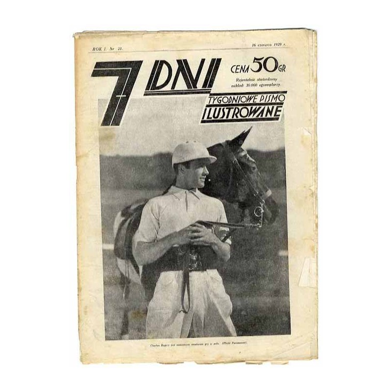 7 Dni. Tygodniowe pismo ilustrowane. R. 1 (1929). Nr 21 (16 czerwca 1929) / Charles Rogers (portret amerykańskiego aktora na prz