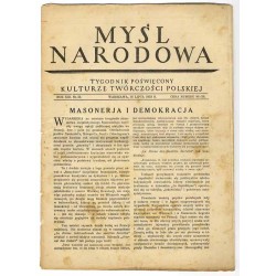 Myśl Narodowa. Tygodnik poświęcony kulturze twórczości polskiej. R. 13 (1933). Nr 33 (30 lipca 1933)