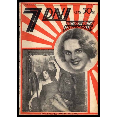 7 Dni. Tygodniowe pismo ilustrowane. R. 2 (1930). Nr 6 (55) (9 lutego 1930) / okładka z fotomontażem "Zofia Batycka - Miss Polon