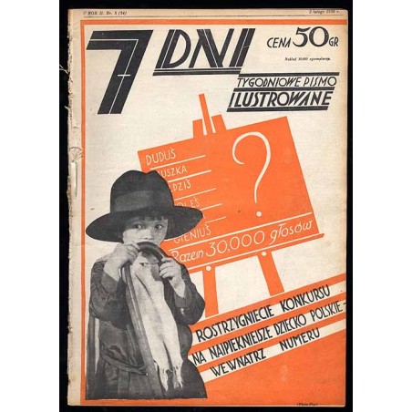 7 Dni. Tygodniowe pismo ilustrowane. R. 2 (1930). Nr 5 (54) (2 lutego 1930) / okładka z fotomontażem "Rozstrzygnięcie Konkursu n