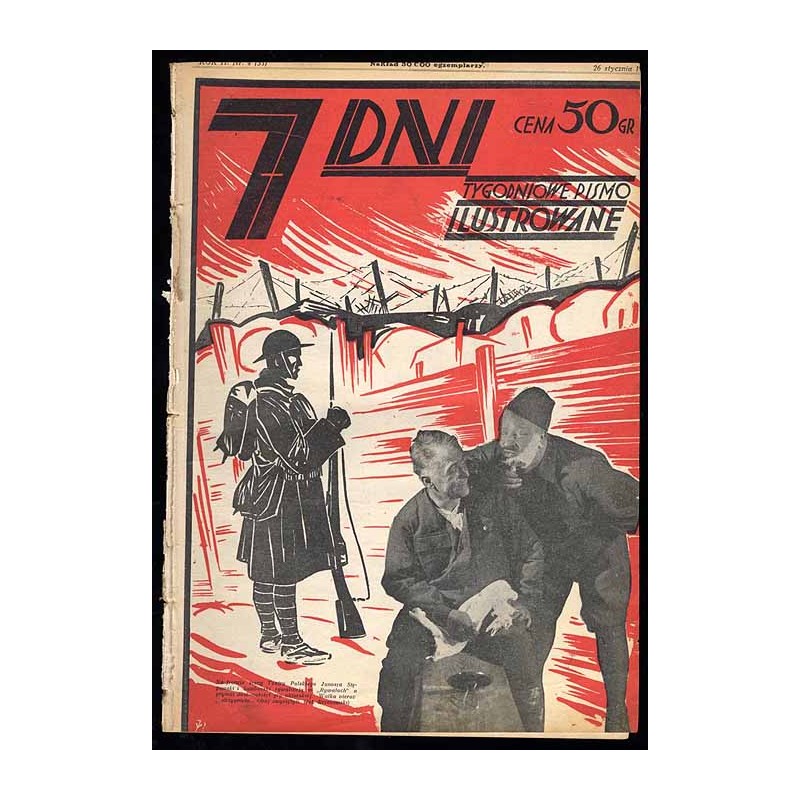 7 Dni. Tygodniowe pismo ilustrowane. R. 2 (1930). Nr 4 (53) (26 stycznia 1930) / okładka z fotomontażem Jerzego Radlicza