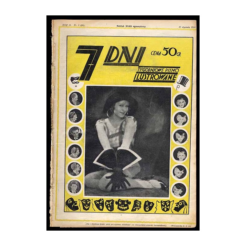 7 Dni. Tygodniowe pismo ilustrowane. R. 2 (1930). Nr 3 (52) (18 stycznia 1930) / Garbo Greta: Godziny przeznaczeń / fotomontaż d