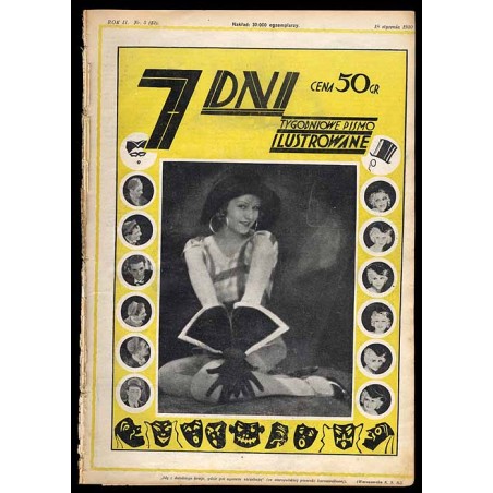 7 Dni. Tygodniowe pismo ilustrowane. R. 2 (1930). Nr 3 (52) (18 stycznia 1930) / Garbo Greta: Godziny przeznaczeń / fotomontaż d