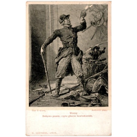 Pan Tadeusz. Woźny - - Dobywa pozew, czyta głośno oświadczenie. [...] Andriolli pinx.