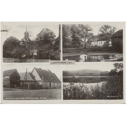 Lichtenow (Nm.) Kirche. Gasthof u. Kolonialw. Karl Oestreich Tel. 436. Schloß. Heideteich