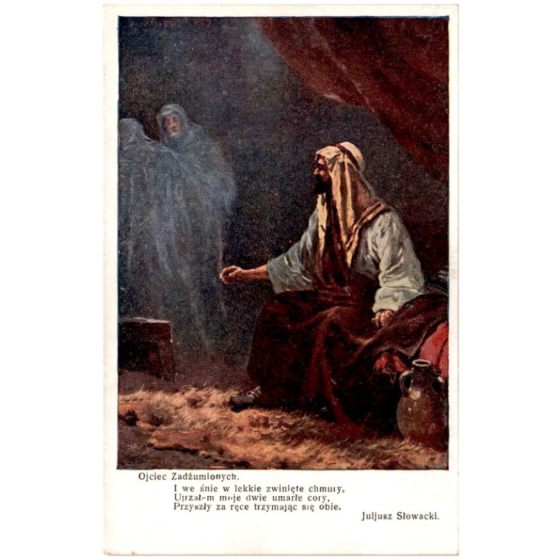 Ojciec Zadżumionych. I we śnie w lekkie zwinięte chmury, [...] Juljusz Słowacki / Rewers: S. Adam pinx.