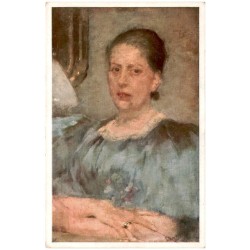 [Portret kobiety w niebieskiej bluzce] / Rewers: O. Boznańska pinx.