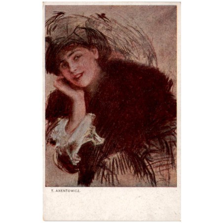 T. Axentowicz. [Portret kobiety w etoli]