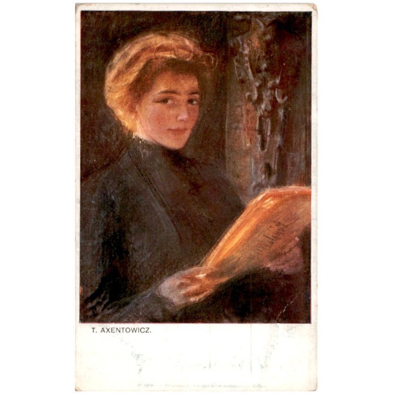 T. Axentowicz. [Kobieta z gazetą]