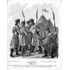 "Tablica 12. 1. Kosynier z okolic Krakowa. 2. i 3. Żołnierze z gwardyi municypalnej miasta Krakowa uzbrojeni w karabiny. 4. Kosy