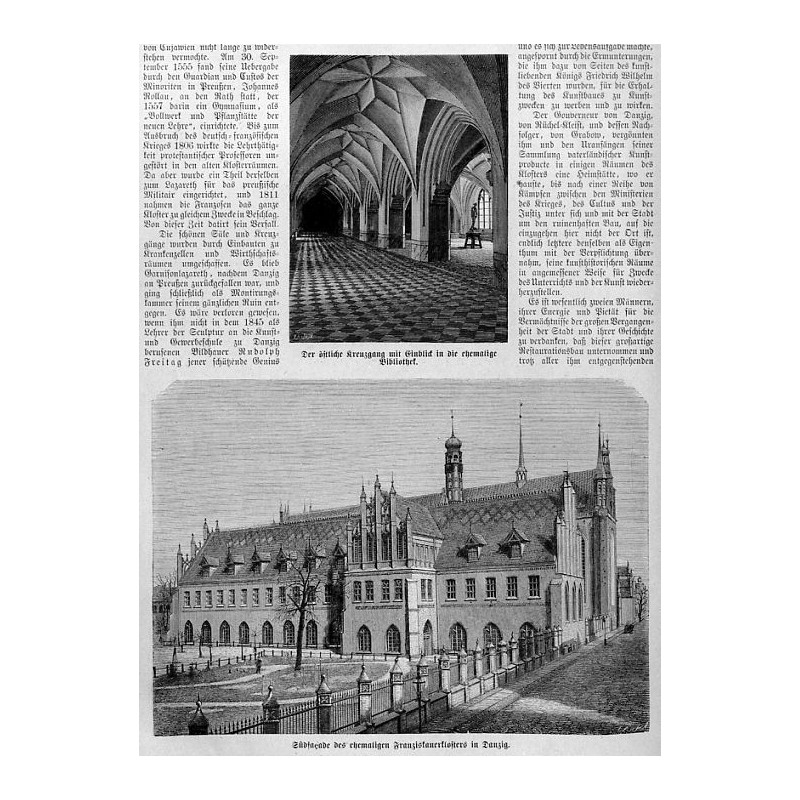 [1] "Der östliche Kreuzgang mit Einblick in die ehemalige Bibliothek." [2] "Südfaçade des ehemaligen Franziskanerklosters in Da