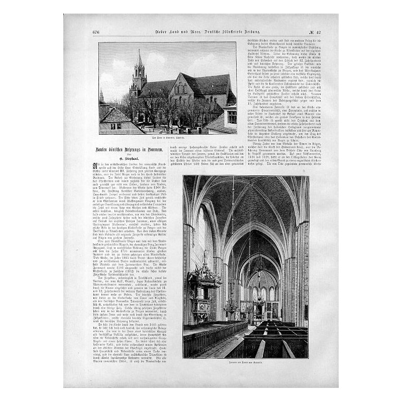 [1] "Der Dom in Kammin, Südseite." [2] "Inneres des Doms von Kammin." [3] "Marienkirche zu Bergen" [4] "Klosterkirche zu Colb