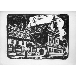 ["I. NOWAKOWSKA-ACEDAŃSKA Gliwice, Kościół Św. Krzyża. linoryt"]