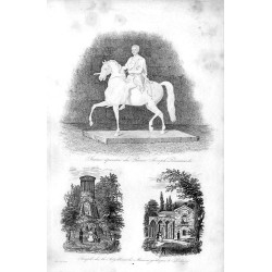 [1] "Statue équstree du Prince Joseph Poniatowski" [2] i [3] "Temple de la Sybille et la Maison gothique a Pulawy"