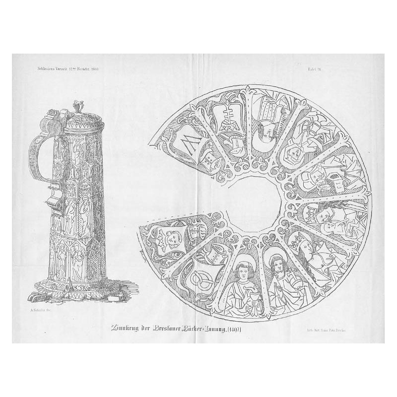 [1] "Tafel 24. Zinnkrug der Breslauer BärkerInnung. [1497]" [2] "Tafel 25. Zinnkrug der Breslauer BärkerInnung. [1497]"
