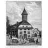 "Stara wieża ratuszowa w Pułtusku, przed pożarem w r. 1875. Rysował Wandalin Strzałecki. 228"