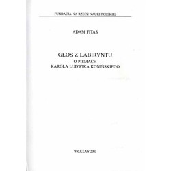 Głos z labiryntu. O pismach Karola Ludwika Konińskiego