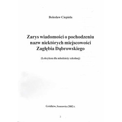 Zarys wiadomości o pochodzeniu nazw niektórych miejscowości Zagłębia Dąbrowskiego (Leksykon dla młodzieży szkolnej)