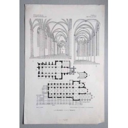 Bilderwerk schlesischer Kunstdenkmäler. Mappe I: Mittelalter. Tafel 4.1: Goldberg [Złotoryja]. Ev. Pfarrkirche. Inneres, Blick g
