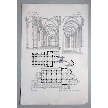Bilderwerk schlesischer Kunstdenkmäler. Mappe I: Mittelalter. Tafel 4.1: Goldberg [Złotoryja]. Ev. Pfarrkirche. Inneres, Blick g