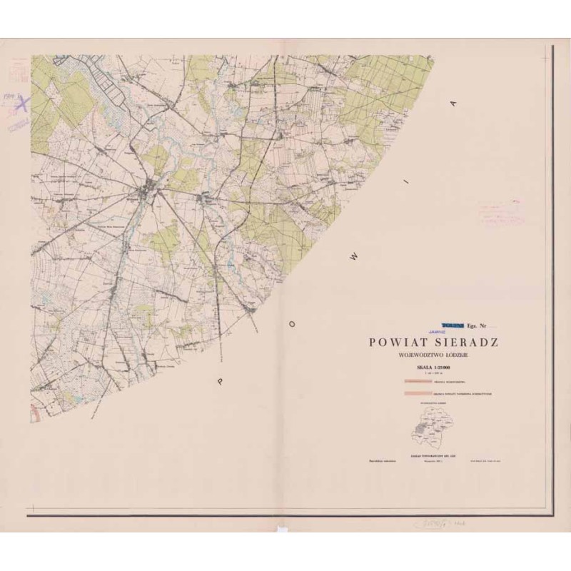 Powiat Sieradz [+ Powiat Zduńska Wola]. Województwo łódzkie. Skala 1:25 000 (mapa w 9 arkuszach 1962)