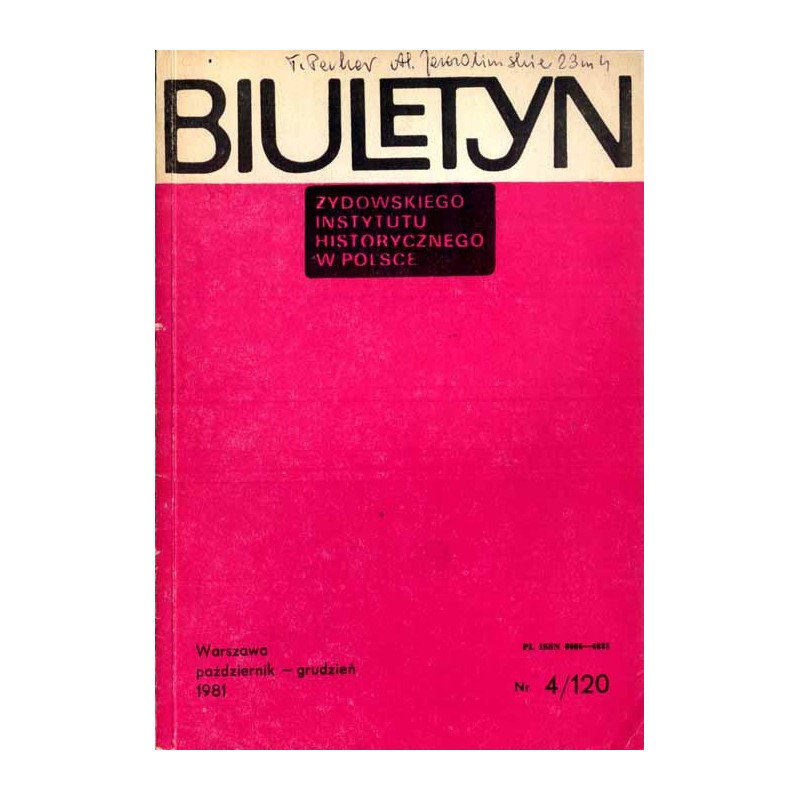 Biuletyn Żydowskiego Instytutu Historycznego w Polsce. 1981. Nr 4 (120) (Październik - Grudzień 1981) /  "Postęp" Hermana Lieber