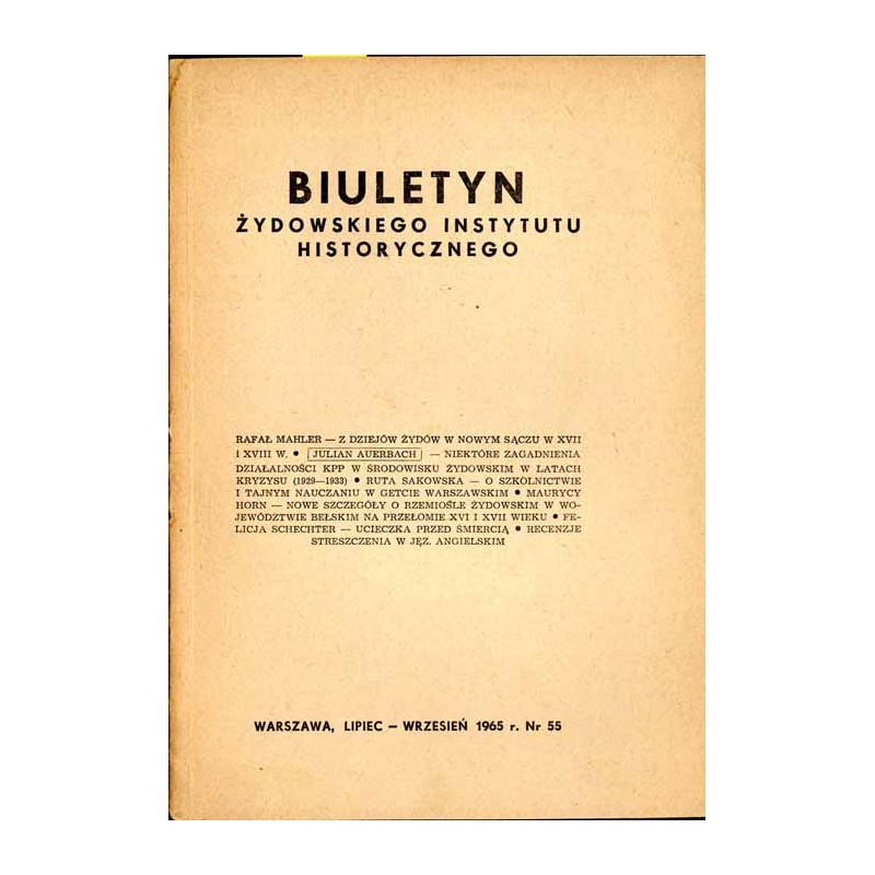 Biuletyn Żydowskiego Instytutu Historycznego. 1965. Nr 55 (Lipiec - Wrzesień 1965) / Z dziejów Żydów w Nowym Sączu w XVII i XVII