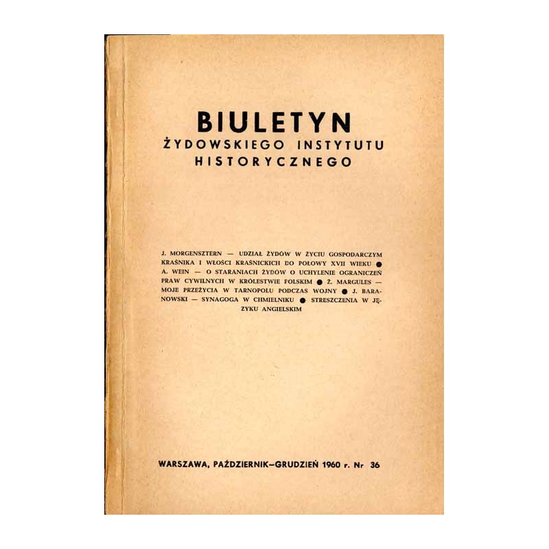 Biuletyn Żydowskiego Instytutu Historycznego. 1960. Nr 36 (Październik - Grudzień 1960) / Udział Żydów w życiu gospodarczym Kraś