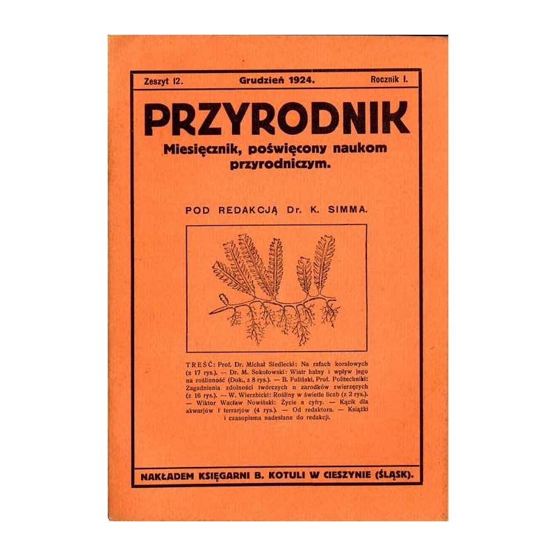 Przyrodnik. Miesięcznik, poświęcony naukom przyrodniczym. R. 1 (1924). Z. 12 (Grudzień 1924) / tablica barwna Różne ukwiały i ko